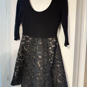Alice + Olivia Black and Gray Lace Dress
